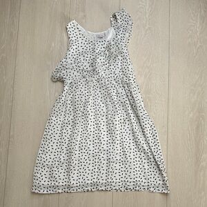 ✨ Kitty Silk Black and White Ruffled Short Sleeve Dress